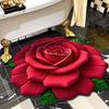 Yousheng 3D Rose Flower Area Rug Non-slip Washable Absorbent Plush Floor Mat Irregular Floral Carpet Indoor Living Room Bedroom Bathroom Kitchen