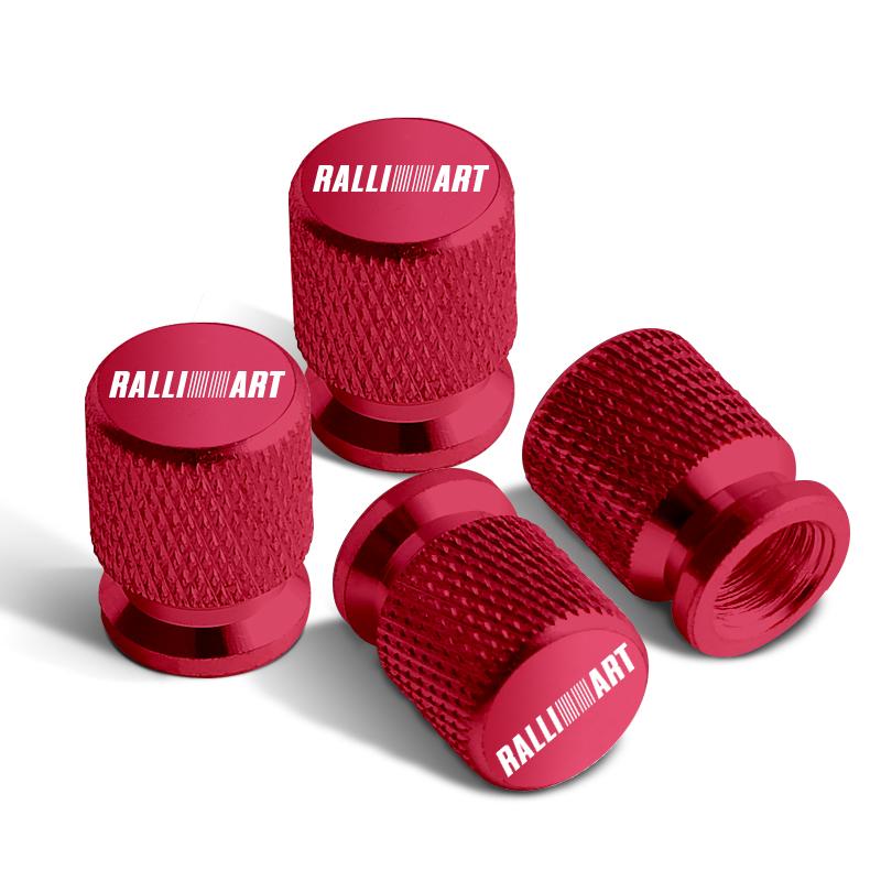 4pcs For Mitsubishi Ralli Art Badge ASX EVO Lancer Galant Pajero Car Wheel Tire Valve Caps Tyre Stem Covers Accessories Styling