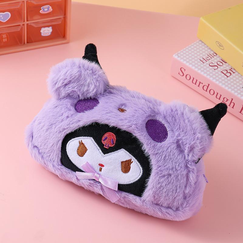 Sanrio Plush Pencil Case Cosmetic Bag Large Capacity Pen Pouch Hello Kitty Kuromi Melody Stationery Storage Bag School Supplies