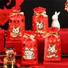 50Pcs 2026 Chinese Horse New Year Snowflake Crispy Candy Drawstring Nougat Bags Party Gift Packaging Supplies