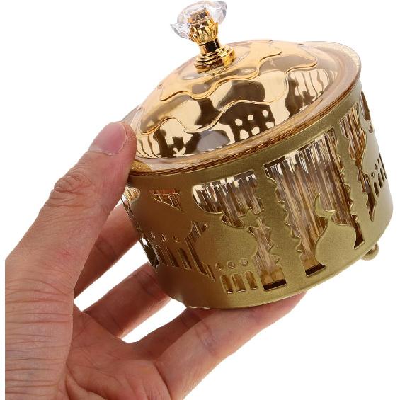 EXCEART Holiday Serving Platter Middle East Snack Tray with Cover for Eid Treats Nuts Dried Fruits Party Tea Dish Home Celebrations