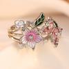 Aesthetic Flower Butterfly Delicate Vintage Rings for Women Elegant Charm Synthetic Zirconia Wedding Banquet Jewelry Accessories