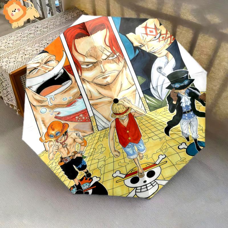 1 Stück Automatischer Faltregenschirm - Anime One Piece Muster Tragbares faltbares Design Mit 8 Rippen Weihnachts-Geburtstagsgeschenke