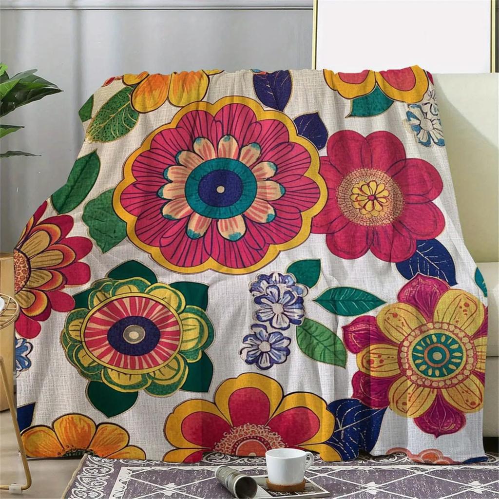 1Pc Custom Name Text Floral Pattern Flannel Blanket Suitable for Living Room Bedroom Dorm Decor Home Office Lounge Perfect Gift