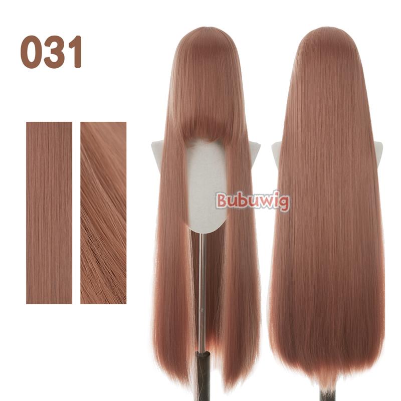 Bubuwig Synthetic Hair 100cm Long Straight Pure Color Cosplay Wigs Over 100 Colors Black White Red Blue Brown Wig Heat Resistant