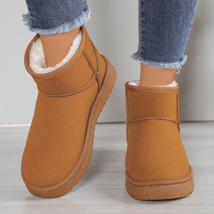 British Style Women's Plush Non-Slip Snow Boots - Thick Sole, Cold-Proof Winter Footwear