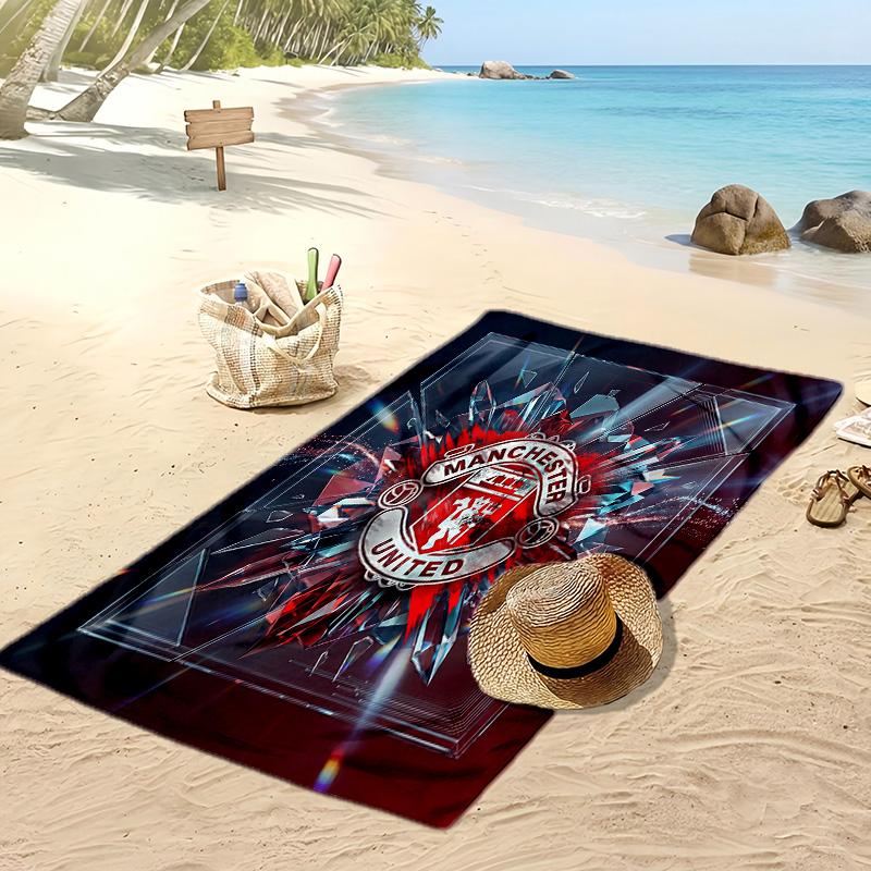 Manchester United Bedrucktes Strandtuch Schnelltrocknend Weiches Handtuch Tragbare Große Rechteckige Stranddecke für Reisen Schwimmbad