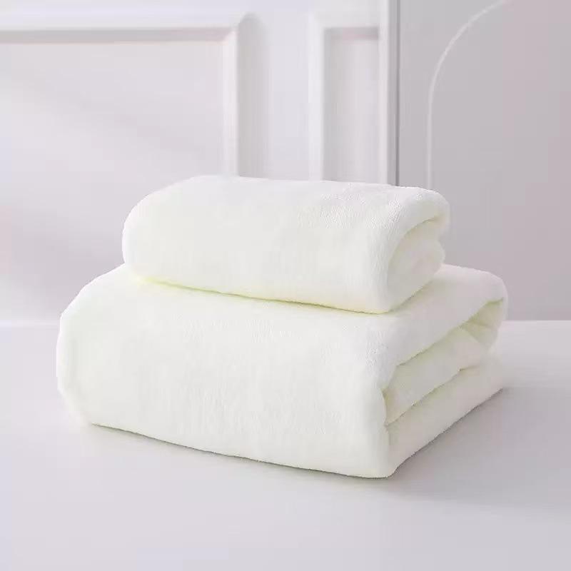 

Coral Fleece Double-Sided Water Absorbent Lint-Free Bath & Face Towel, Large Plain Color. Hand Towel 35x75 білий