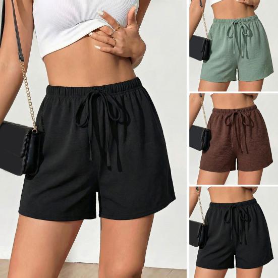 Pantaloncini da Donna Estivi Casual Elastici a Vita Alta da Relax Gamba Larga Coulisse Abbigliamento per Vacanze al Mare