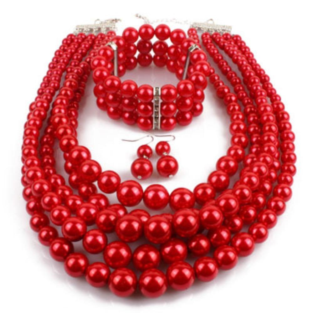 

Imitation Pearl Bead Three-piece Set Multi-layer Pearl Necklace