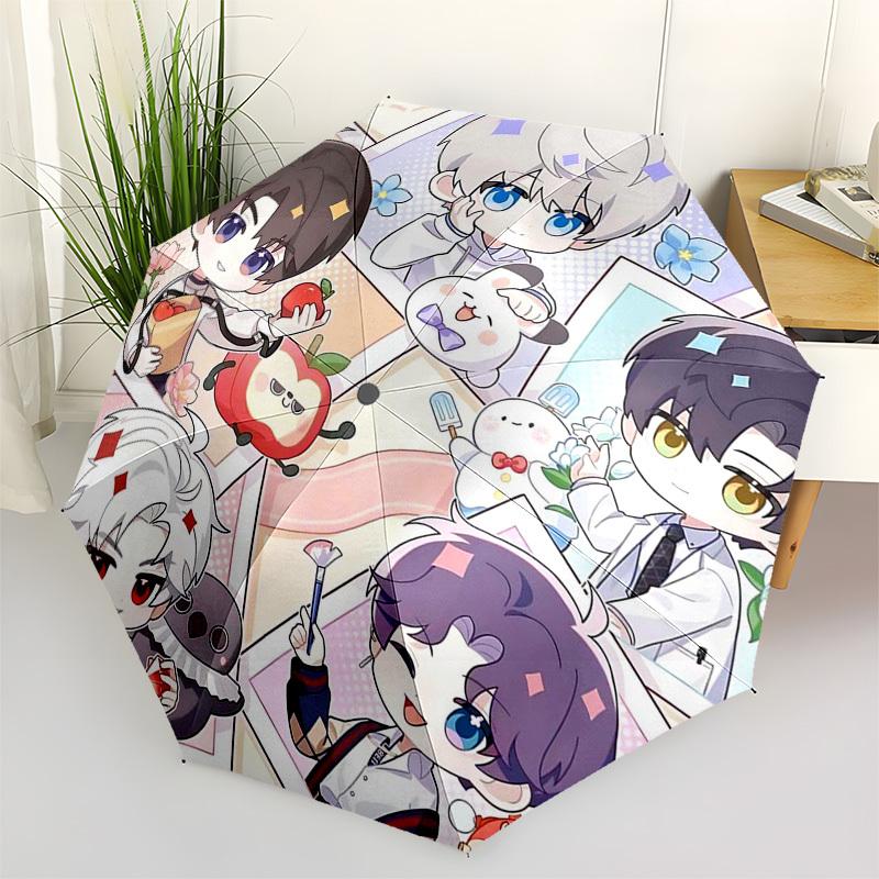 

1pc Chibi Characters Outdoor Umbrella - Automatic Opening/Closing, Portable 3-Fold Design, 8-Bone Iron Frame - Perfect Gift for Fans, Travelers,