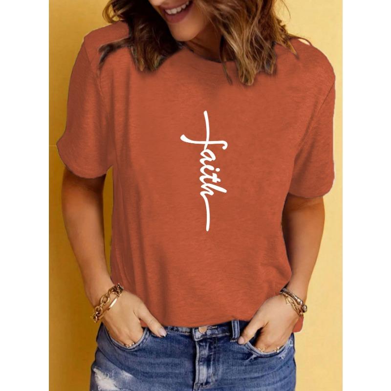 Summer Women's Patterned Printed Round-neck Short-sleeved T-shirt Is Casual and Fashionable