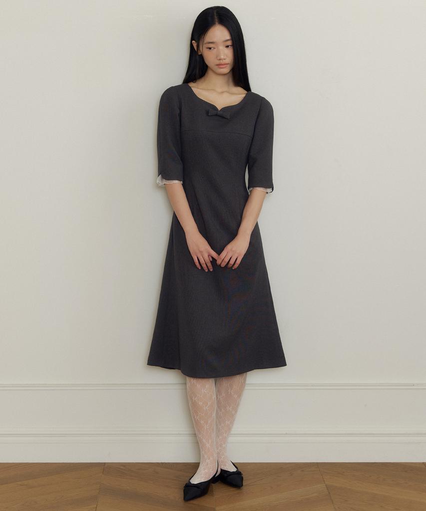 Lucirju Luella Sweetheart Ribbon Dress (Charcoal)
