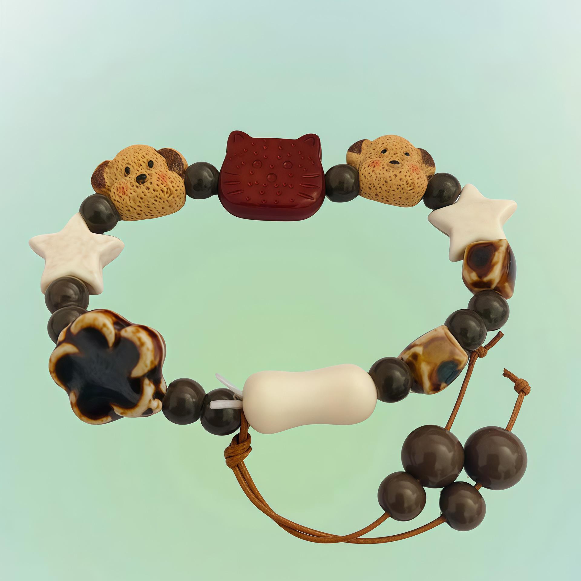 Мультяшный кот и щенок керамический браслет - студенческий подарок ювелирное изделие Other