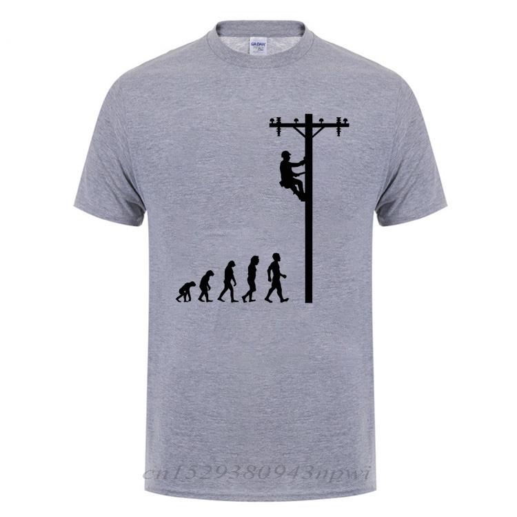 Evolution Of Lineman TShirt Funny Birthday Gift For Electrician Men Dad Papa Father Husband Short Sleeve O Neck Cotton T Shirt