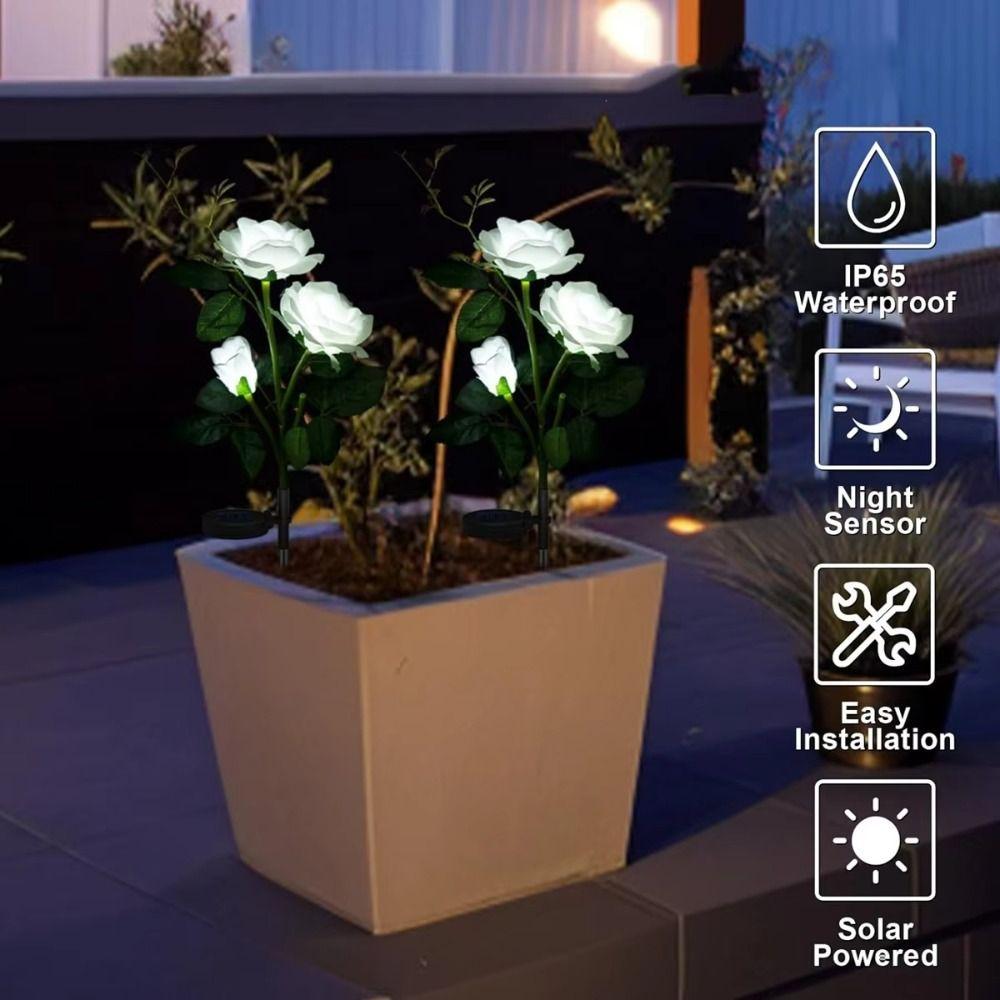 Plug-in Rose LED Solar Light Simulation Flower Solar Flower Lamp  Courtyard