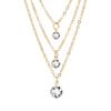 Exquisite Three Layer Circular Rhinestone Pendant Necklaces for Women Ladies Temperament Stacking Necklaces Jewelry Accessories