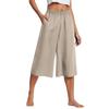 Pantaloni Capris Larghi Estivi da Donna Casual e Versatili Stile Pigro in Cotone e Lino con Tasche Leggeri Vita Alta Sformati Corti