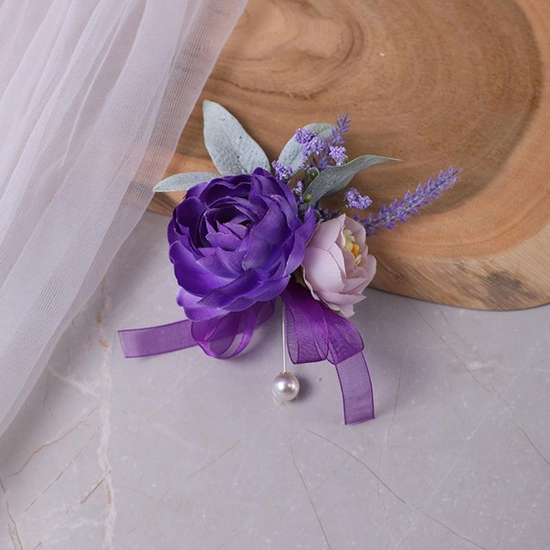 Elegant Silk Floral Arrangements Brooch/ Wrist Flower For Wedding Bridesmaid Bridal Party Decoration