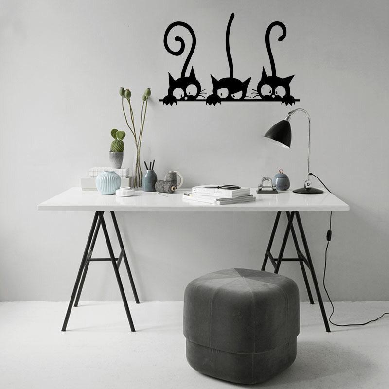 Three Funny Cats Wall Sticker Home Decor Kids Room Living Room Background Decoration Mural Art Decals Cute Animal Stickers