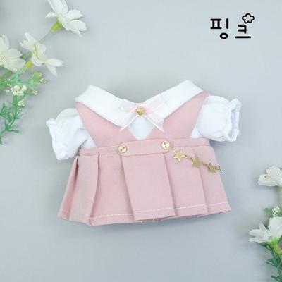 Mocha Doll Cotton Doll Clothes Idol Doll Overalls One Piece Blouse 2 Piece Set 20cm Non-attribute Clothing Accessories, Pink, Korean Children's Toy