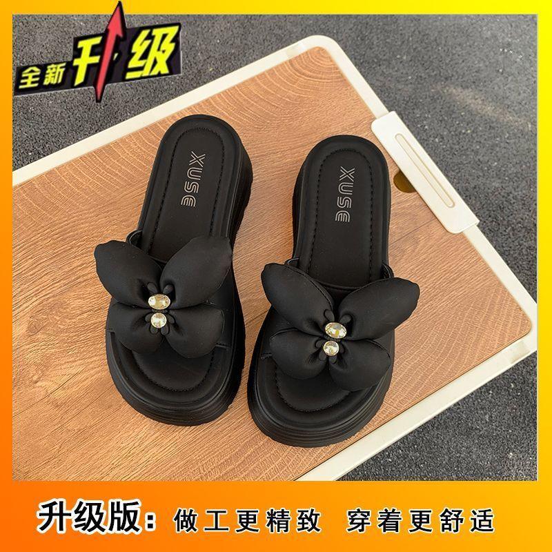 Thick-soled non-slip heightening beach sandals 2025 summer wear new popular fashionable muffin fairy wind cool slippers