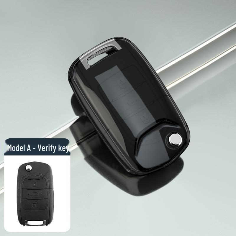 Wuling Bingo Airev Transparent Car Key Cover - Full Protective Case with Buckle, Clear Sky New Model