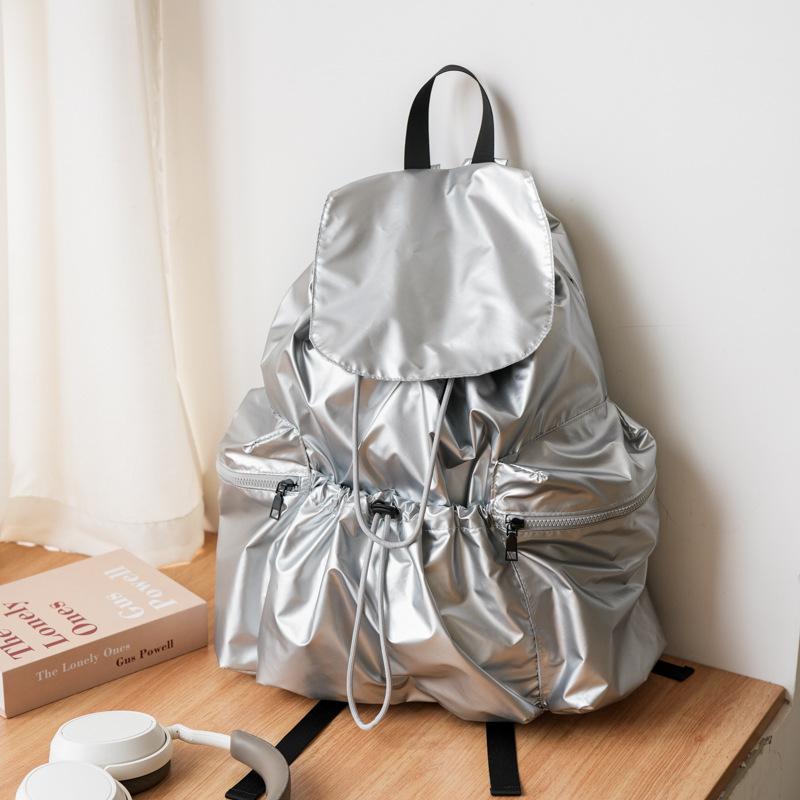 

ins style girls backpack 2025 new Korean version fashion pleated personality large capacity high school student flip bag світло-синій колір