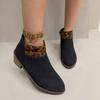Autumn Women Leopard Print Suede Ankle Boots Fashion Round Toe Women Sexy Leopard Print Slip-on Warm Ankle Boots Botas Mujer
