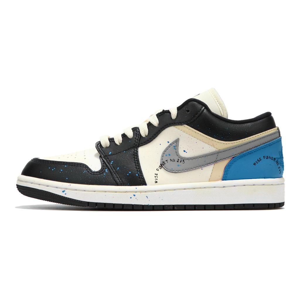 Jordan Air Jordan 1 Low top Vintage Basketball Shoes Women's Black Blue DC0774-101(Team24-)
