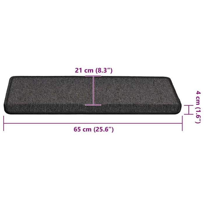 VidaXL Tapis d'escalier 30 pièces 65 x 21 x 4 cm Anthracite Bord rectangulaire 3365765