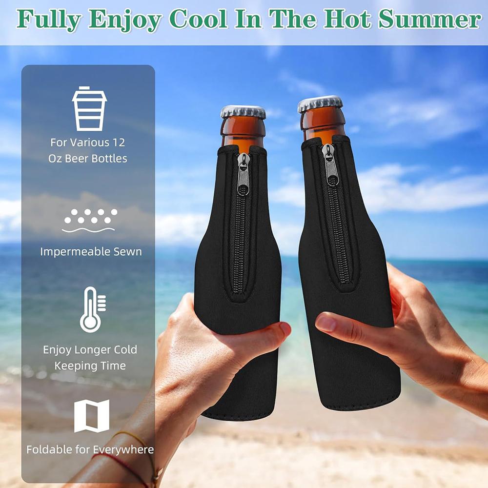 4Pcs Beer Bottle Insulator Sleeve with Zipper for 12oz Longneck Bottles
