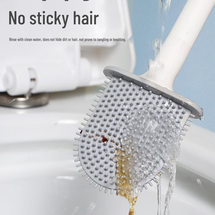 Wall-Mounted Silicone Toilet Brush Set for Seamless Cleaning