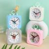 Simple Cartoon Small Alarm Clock Square with Lifting Ring Cute Shape