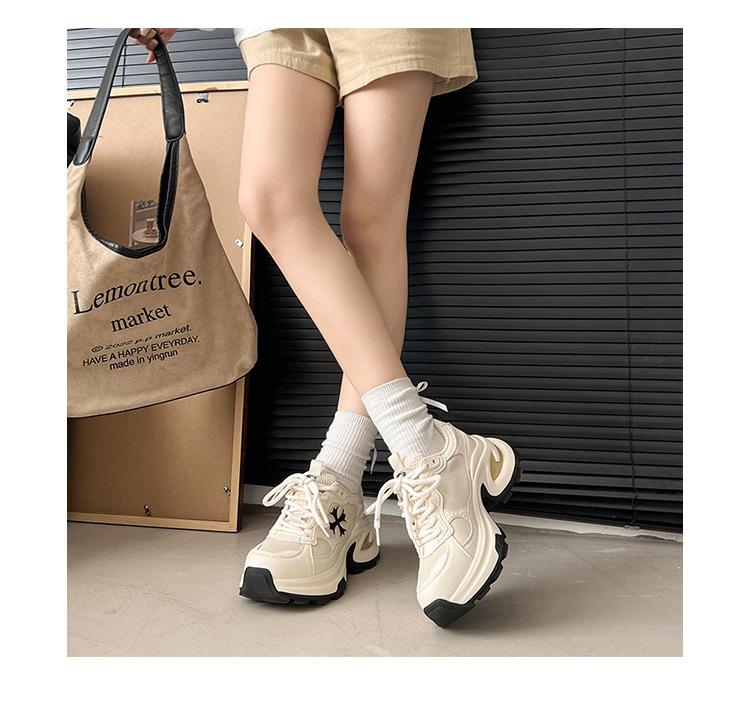 

Height increase of 7.5cm~ Su Yinyin same cross flower platform casual sports shoes women s new autumn running dad shoes 40