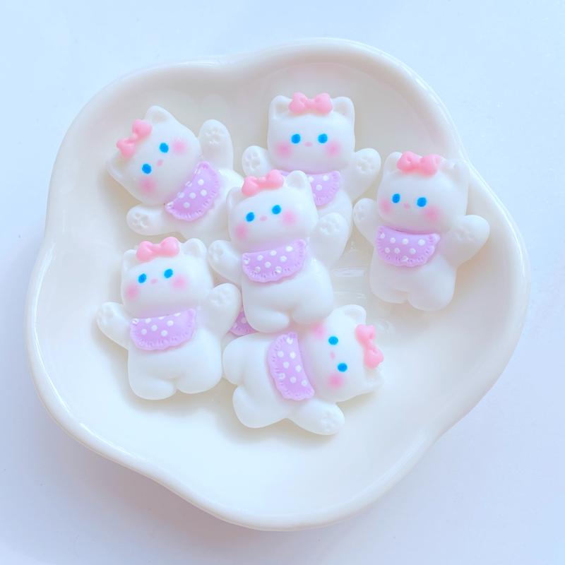 10Pcs New Cute Mini Cat, Dog And Bear Flat Back Resin Cabochons DIY Jewelry Craft Decoration Accessorie