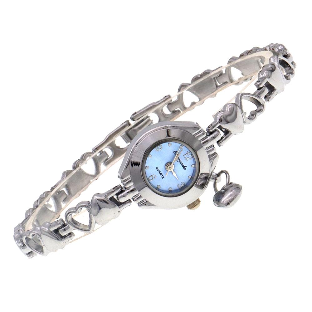 Cute Women's Fashion Small Dial Quartz Bracelet Wrist Watch New Arrival with Heart Pendant Ladies Watch