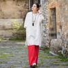 Vintage-Inspired Cotton Linen Qipao: Frog Button Women's Long Shirt