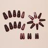 Press-On Nails Set, Mixed & Red Shades, Medium Length, Glossy Finish, Floral & Heart Patterns, Nail File & Jelly Glue Included for False Nail Tips