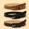 Retro Leather Belt for Men Women, Black Vintage Pin Buckle PU Leather Waistband for Jeans Pants