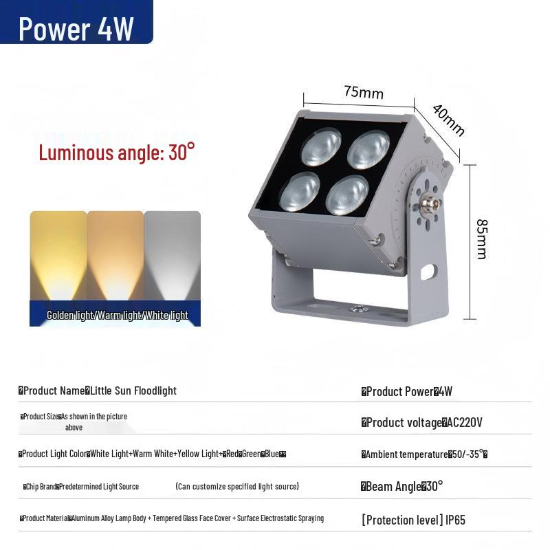 LED Floodlight Outdoor Waterproof Spotlight for Wall, Pillar, or Tree