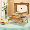 9L Gold Rectangle Dual Compartment Chafing Dish Buffet Set, Serving Plate for Kitchen & Dining - 90° Opening Angle, 58.5x44x30cm