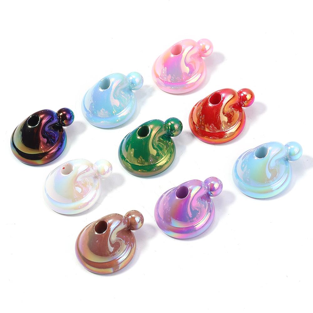 10pcs Christmas Hat Acrylic Beads Plated Color Loose Bead For DIY Jewelry Making Bracelet Necklace Keychain Christmas Decoration
