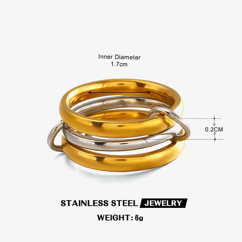 Stainless Steel Plain Band Rings Unisex 3 Layer Overlap Stackable Rings Hip Hop Trendy No Fade Party Banquet Jewelry Accessories