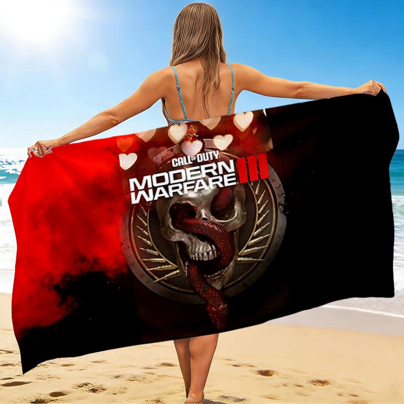 1Pc Modern Warfare Skull Graphic Beach Towel Quick Dry Multiuse For Beach Pool Gym Yoga Home Travel Christmas Halloween Xmas Gift Q1910