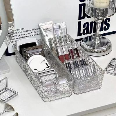 Desk Drawer Organizers Plastic Bathroom Storage Makeup Organizer with Divide Clear Transparent Storage Box for Makeup Jewelrs