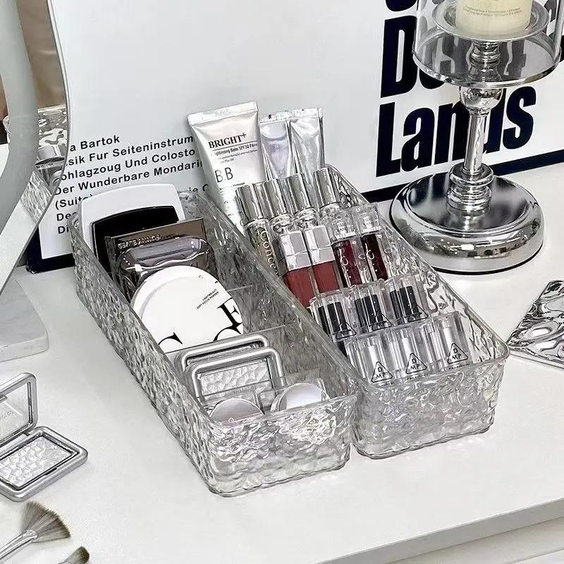 Desk Drawer Organizers Plastic Bathroom Storage Makeup Organizer with Divide Clear Transparent Storage Box for Makeup Jewelrs