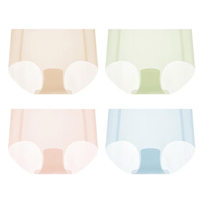 Yalu Women's Ice Silk Seamless Briefs 4-Pack