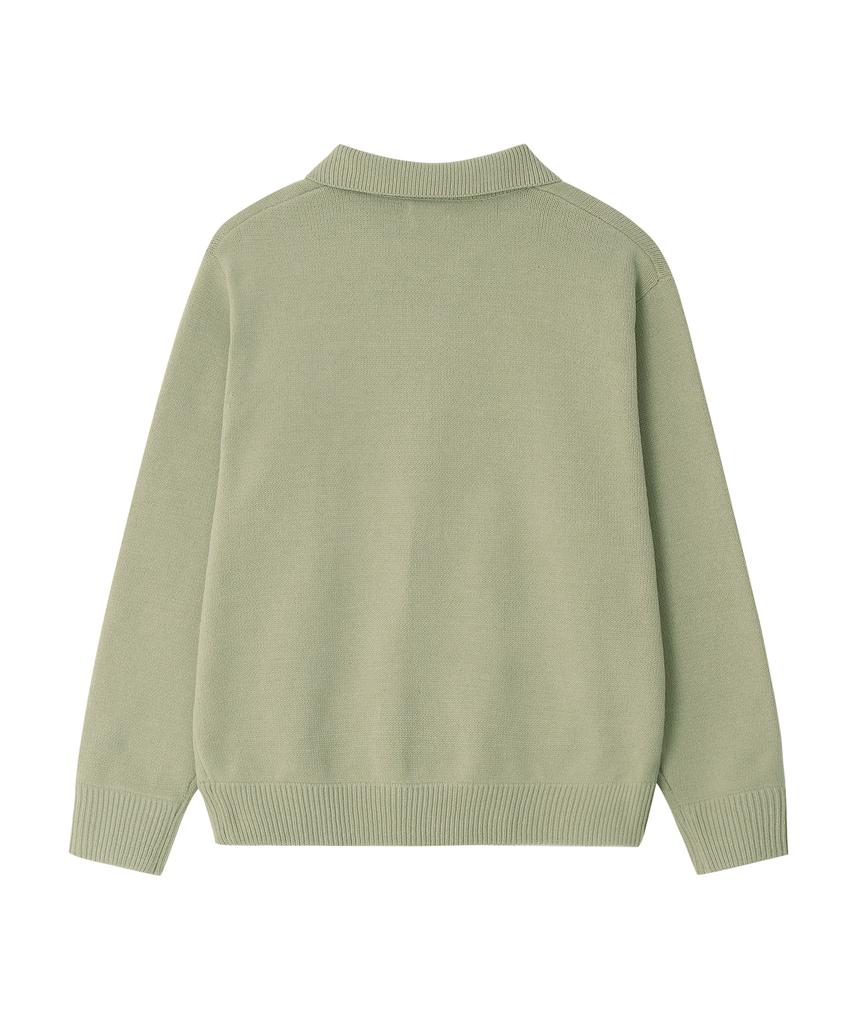 Lee Collared Zip-Up Cardigan Light Green