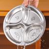 Round Stainless Steel Divided Plate Thicken Large Capacity Vegetable Preparation Plate with Compartment Dessert Fruit Plates